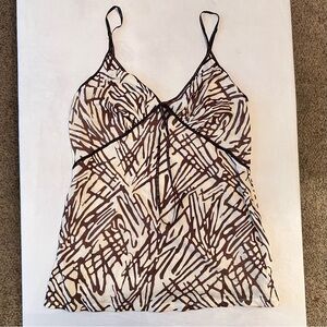 Real Y2K Chocolate Brown Tank Top Spaghetti Strap Made USA Cami Downtown Girl L